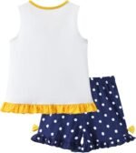 HILEELANG Toddler Girl Summer Easter Outfit Short Sets Cotton Ruffle Sleeve Tops Tees Shorts Clothing Sets - Image 2