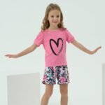 Kids Girl Clothes Heart Print Short Sleeve Top and Shorts Cute Girl Summer Outfits Short Set - Image 3