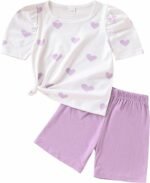 Kids Toddler Girl Clothes Summer 2 Piece Outfits Short Sleeved Top+Solid Color Shorts Set