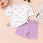Kids Toddler Girl Clothes Summer 2 Piece Outfits Short Sleeved Top+Solid Color Shorts Set - Image 7