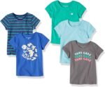 Amazon Essentials Girls and Toddlers' Short-Sleeve T-Shirts, Multipacks