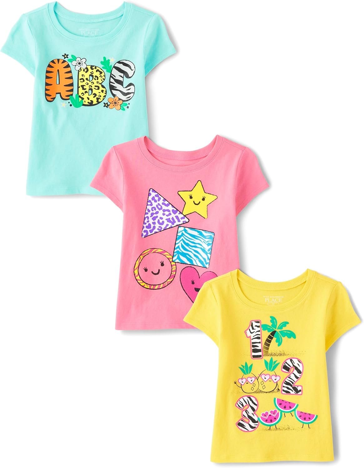 71Ptt-LpbL._AC_SL1500_.jpg The Children's Place Baby and Toddler Girls' School Days Short Sleeve Graphic T-Shirts, Multipack - Image 1