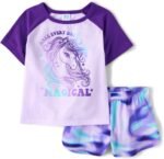 The Children's Place Girls Sleeve Top and Shorts,2 Piece Pajama Set