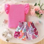 Toddler Baby Girls Clothes Cute Cap Sleeve T-Shirt + Floral Printed 2pcs Summer Shorts Set For Girls - Image 6