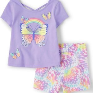 The Children's Place Baby Girls' And Toddler Short Sleeve Top and Shorts 2-piece Set